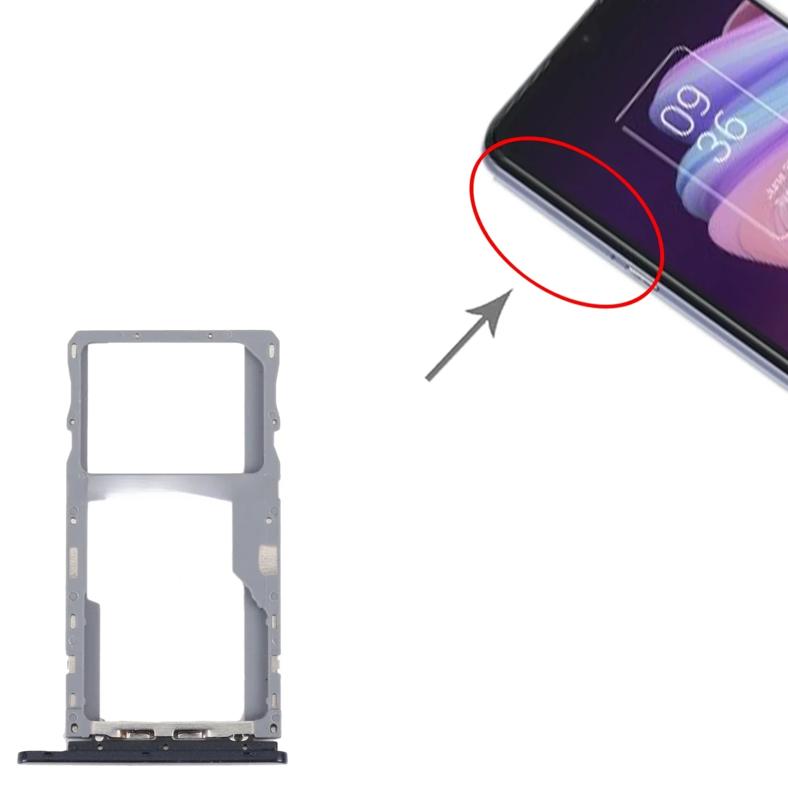 For TCL 10 SE T766H SIM Card Tray + SIM / Micro SD Card Tray