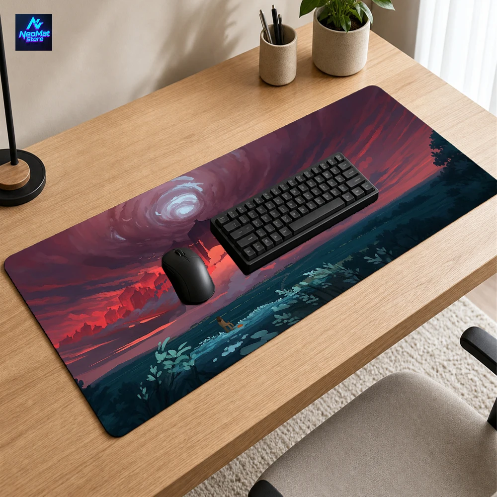 Gaming Desk Mat Mouse Fantasy City Rubber Scenic Sky Nonslip Landscape Red Laptop 900x400 Keyboard Playmat Table Large Mousepad Gamer