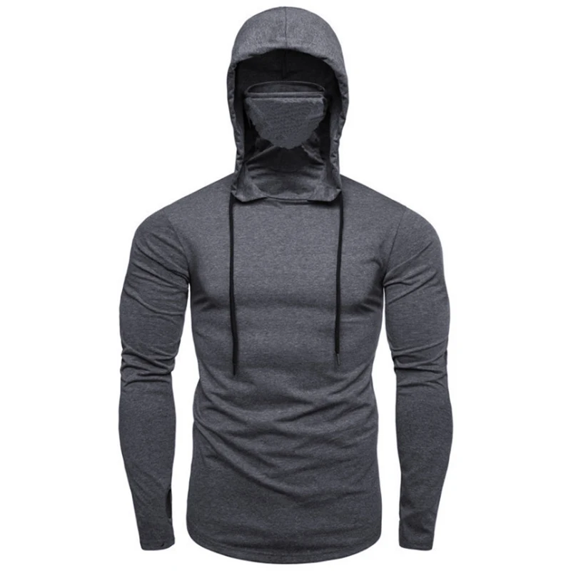 

2022 new Solid Color Hooded Motorcycle Jersey Men's Shirt Sports Cycling Male Tshirt Pullover Hoodies Tops With Mask