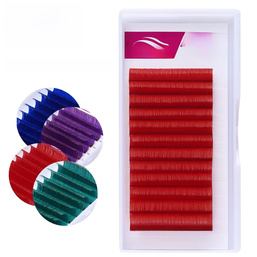 Fadvan Long 15-20mm Easy Fanning Makeup Lashes Mixed 8-14mm Colored False Eye Lashes Extensions Green/Purple/Red/Blue Color Lash — zdjęcie 2
