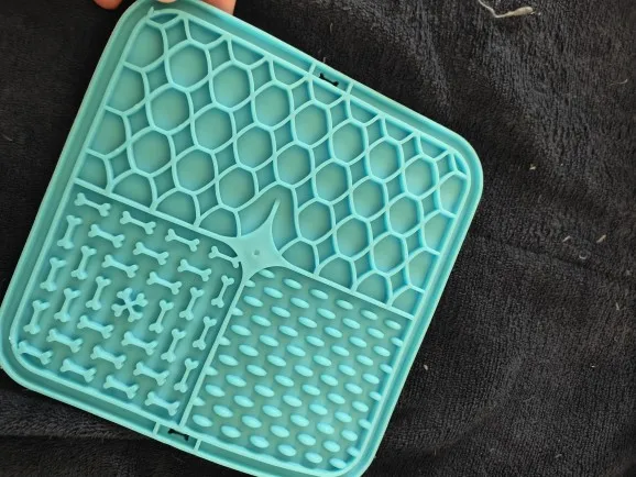 Customer review photo for Dog Lick Mat with Suction Cups