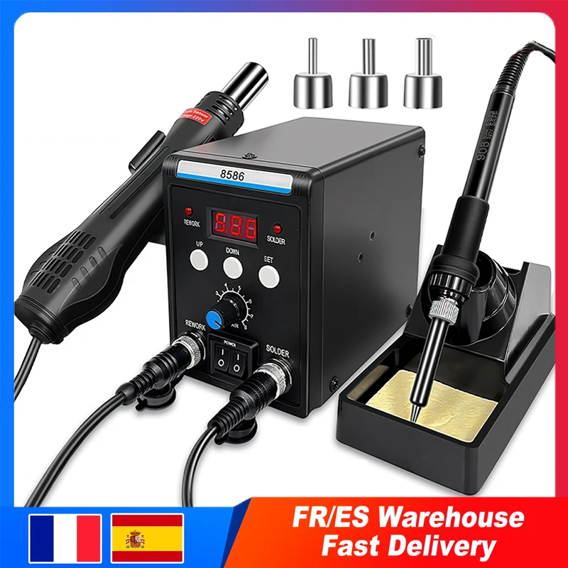 Estación de Soldadura de 700W 2 en 1, Pistola de Aire Caliente Digital Antiestática, Pistola de Aire Caliente, Soldador, Herramienta de Mesa para Desmontaje y Reparación SMD
