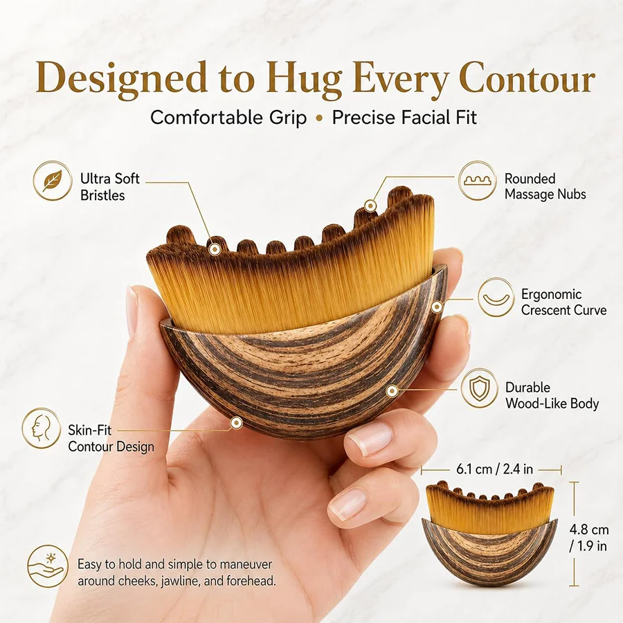 Lymphatic Contour Face Brush for Jawline & Chin Sculpting – Dry Brushing Massager for Lymphatic Drainage & Facial Fatigue Relief, Ergonomically Designed to Fit The Skin Precisely (1PCS) contour face brush
