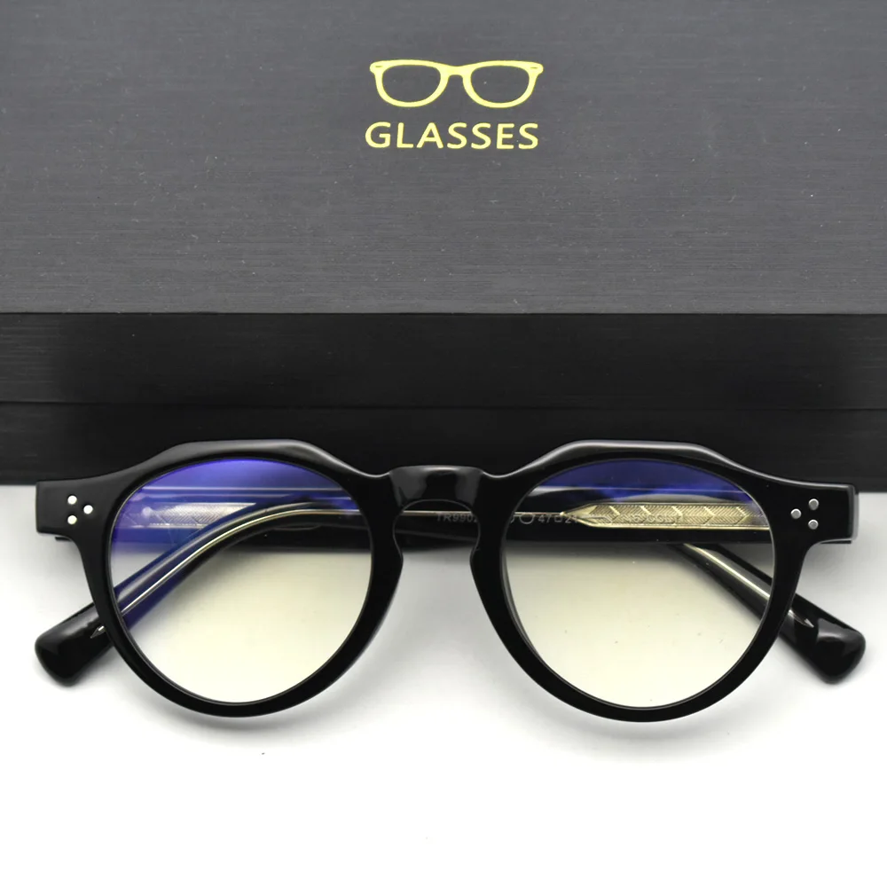 2026 TR90 Anti-Blaulicht-Computerbrille für Männer Vintage Runde Gaming-Brille für Frauen Optische Nieten Metall-Einsatzrahmen Brillen