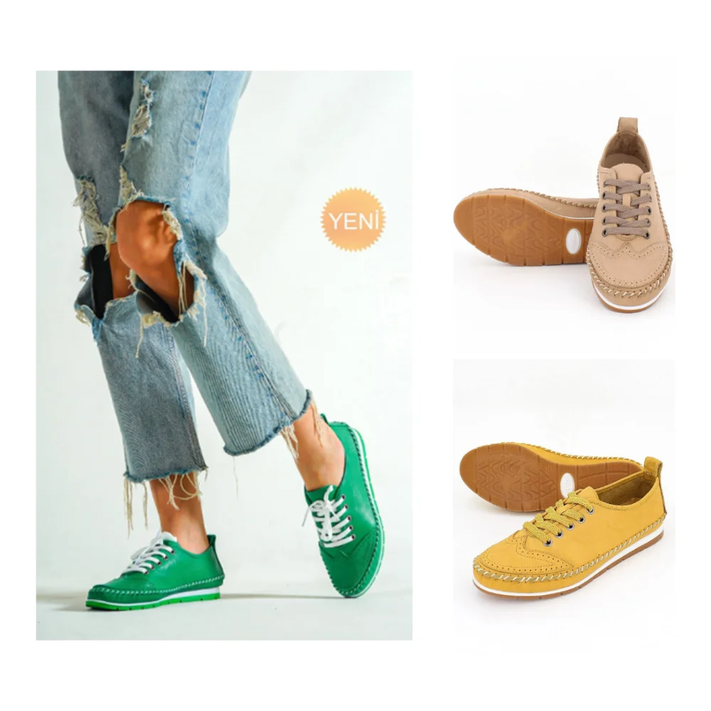 

Women Natural 100% Genuine Leather Flat Casual Shoes Brand High Quality Lace-up Solid Colors 35-42 Numbers Elegant Ladies Spring Stylish Four Season Discount New Fashion Green Yellow Red Fuchsia