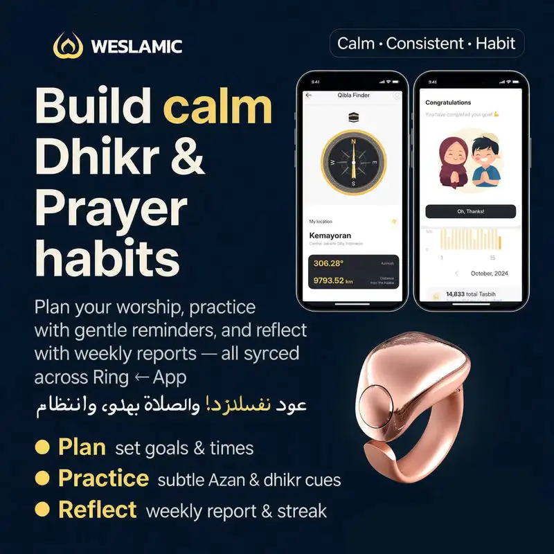 Weslamic new arrivals electronics itasbih ring black tasbeeh counter zikr smart ring electronics product hajj and umrah prayer - view 3