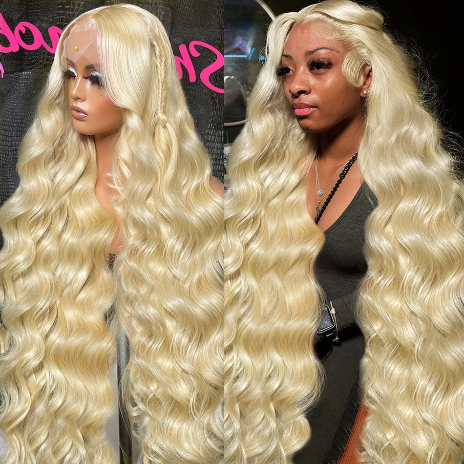 30 40 inch 613 Honey Blonde Body Wave Ready To Wear Wig Lace Front Human Hair Wigs Brazilian Colored HD Transparent