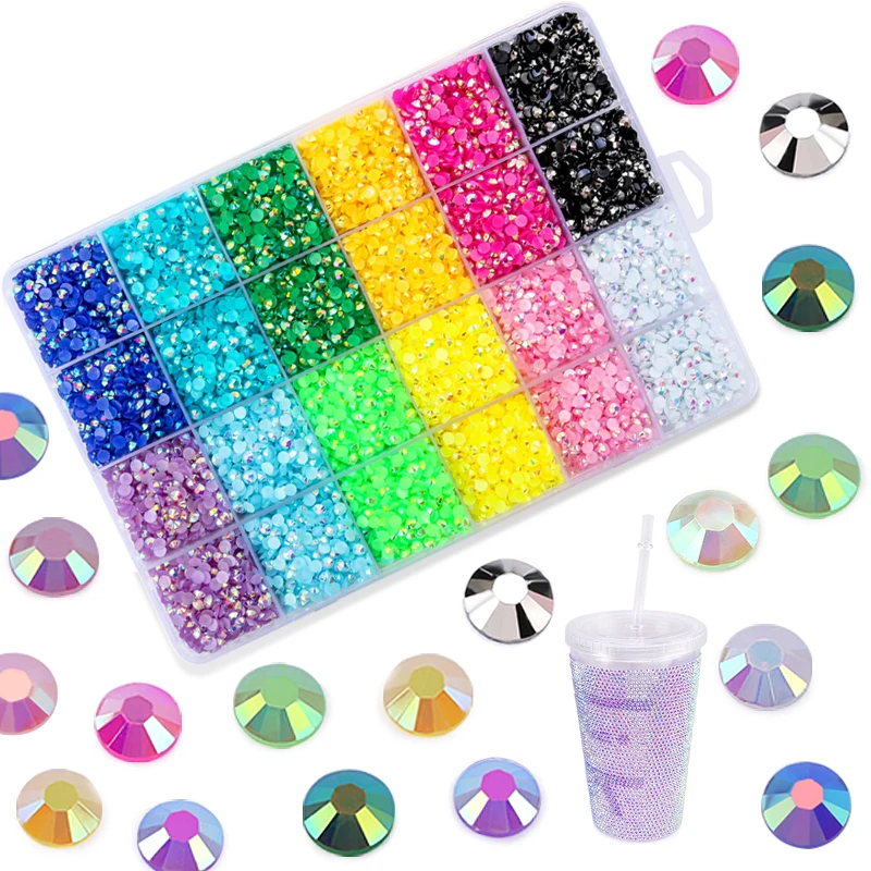 3/4mm Jelly Color Glitter Resin Rhinestones Glue On Crystal Nail Gems do dekoracji odzieży Diamentowe cyrkonie Akcesoria