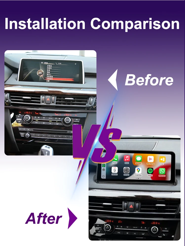 AUTOTOP 10,25 Zoll Linux Carplay Multimedia-Touchscreen Wireless/Android Auto/Youtube für BMW X5 F15 X6 F16 2014-2017 NBT-System – Detail 4
