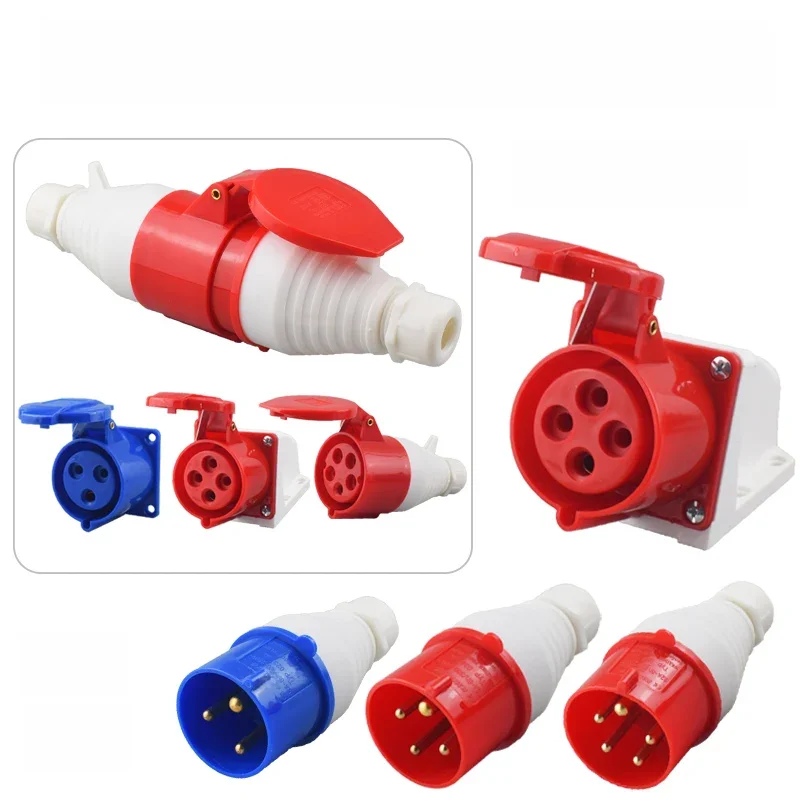 Prise et prise industrielles IP44, connecteur étanche 3 broches 4 broches 5 broches 16A/32A, connexion électrique étanche, prise murale