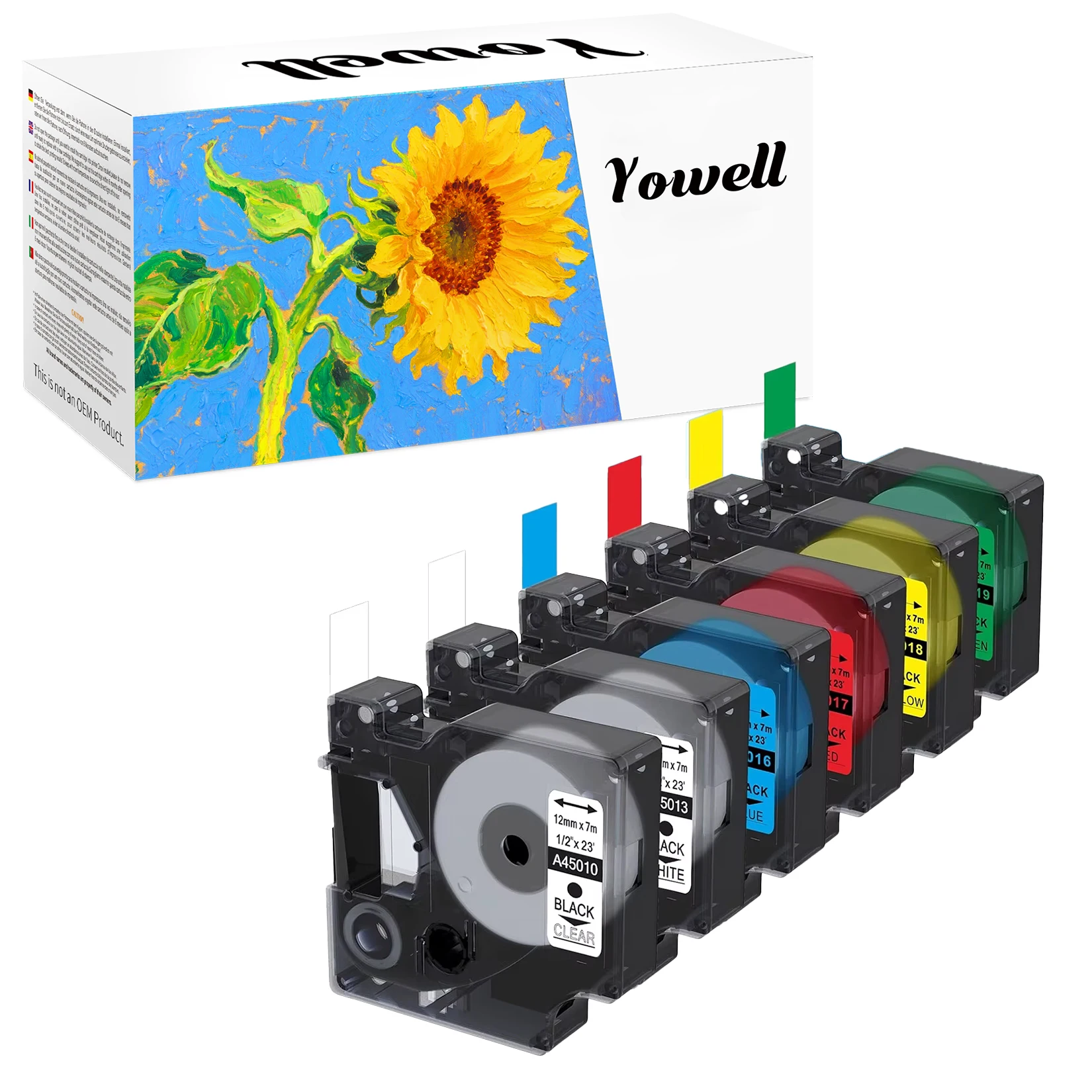 Yowell 5 X 45010 45013 45016 45017 45018 45019 (12mm*7m) Kompatible Etiketten, kompatibel mit Dymo LabelManager 100, 120P, 150, 160 – Detail 1