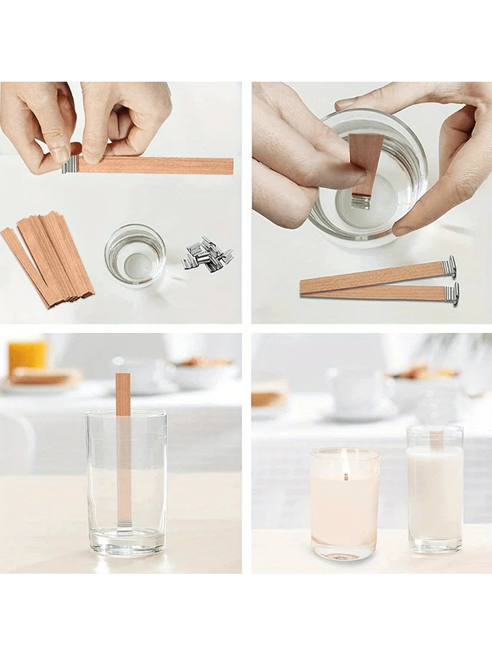100/200 Wooden Candle Hearts - Candle Making Wick 5.1 X 0.5inch, Natural Smokeless, Wooden Candle Wick, Suitable for DIY Candle Making, Used with