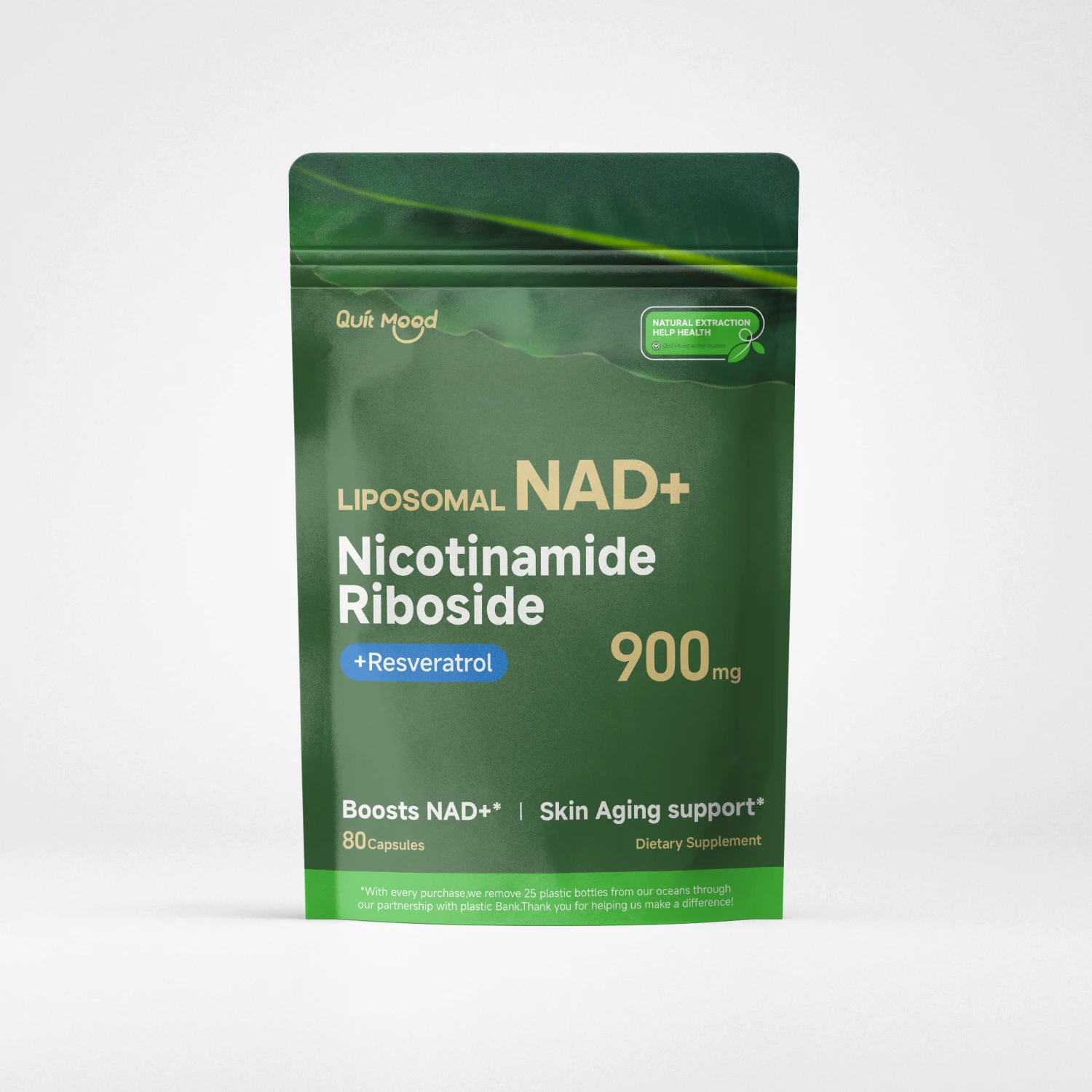 NR900 Supplement - Liposomal Nicotinamide Riboside, Resveratrol, Quercetin by Quitmood- High Purity NAD Supplement for Ski