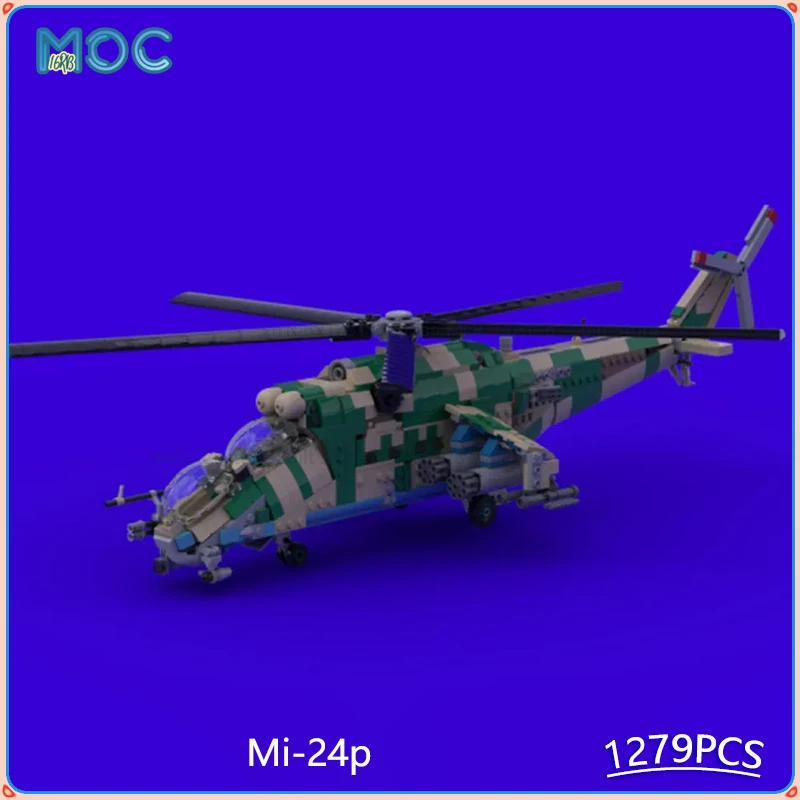 Moc Building Blocks Mi-24P Fighter Mini Scale Model Aircraft DIY Assemble Creative Bricks Collection Display Toys Gifts 1279PCS