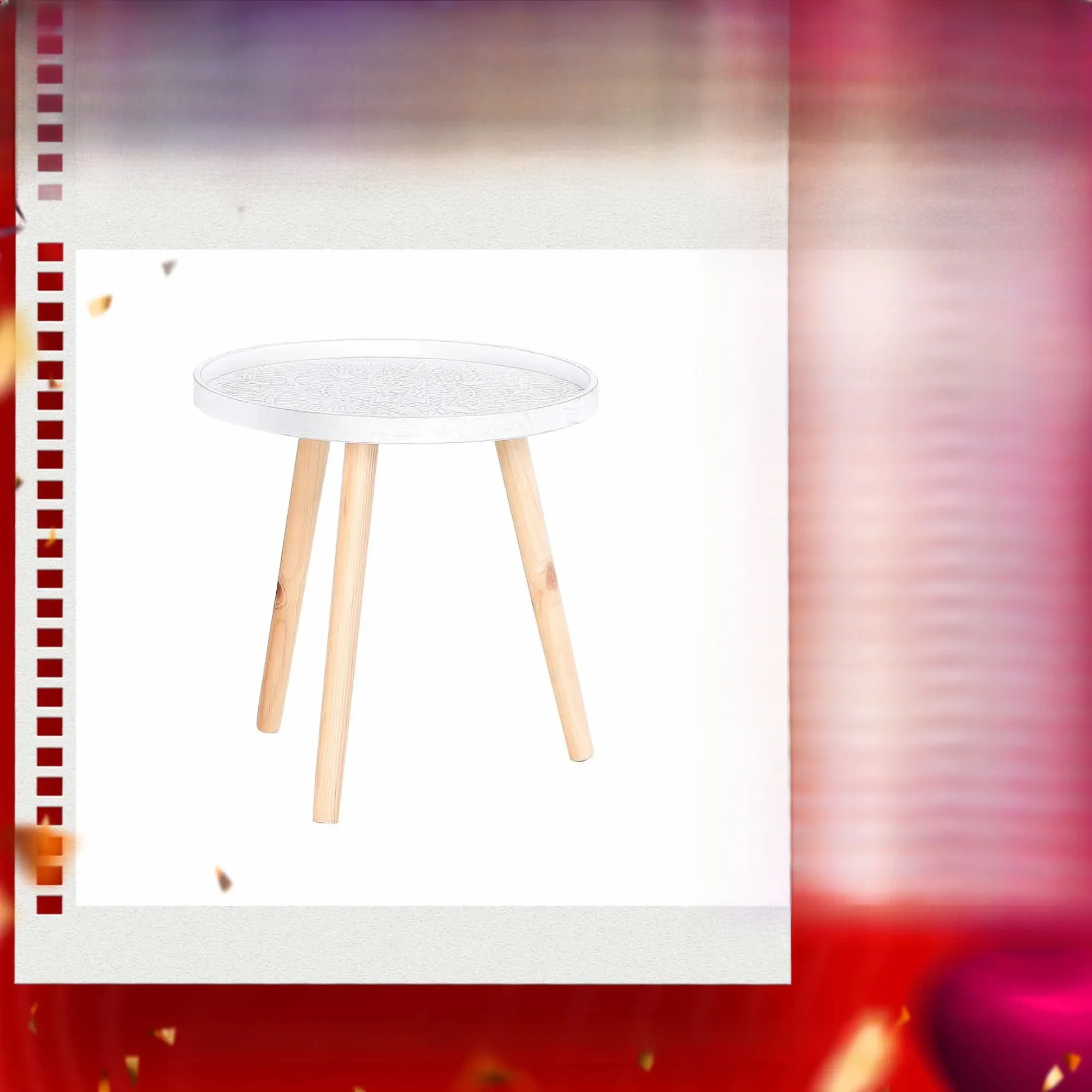 HOMCOM Round Coffee Table W/ Solid Wood Legs Sofa End Side Coffee Table