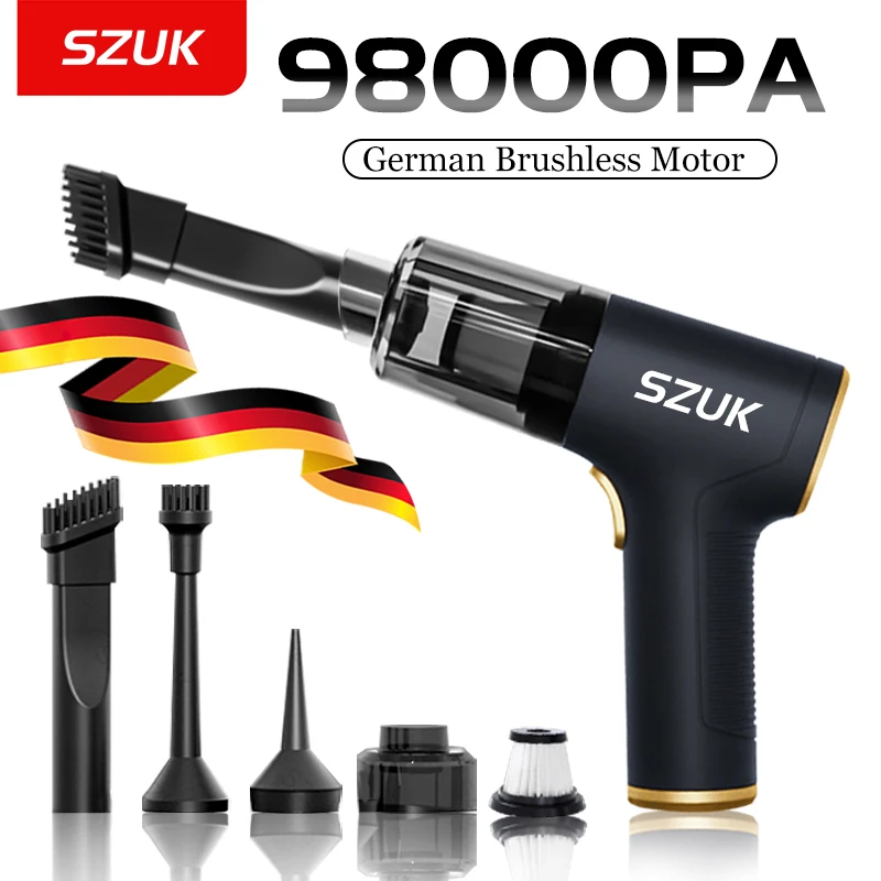 SZUK 98000PA Car Vacuum Cleaner Wireless Mini Powerful Cleaning Machine Handheld for Car Portable  Blow Computer Home Appliance