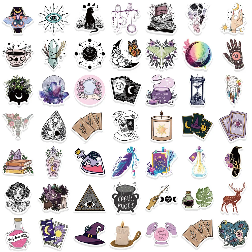 10/30/50/100PCS Bohemian Witch Magic Potion Gems Stickers  Graffiti Declas DIY Laptop Phone Fridge Aesthetic Sticker Toys Gifts