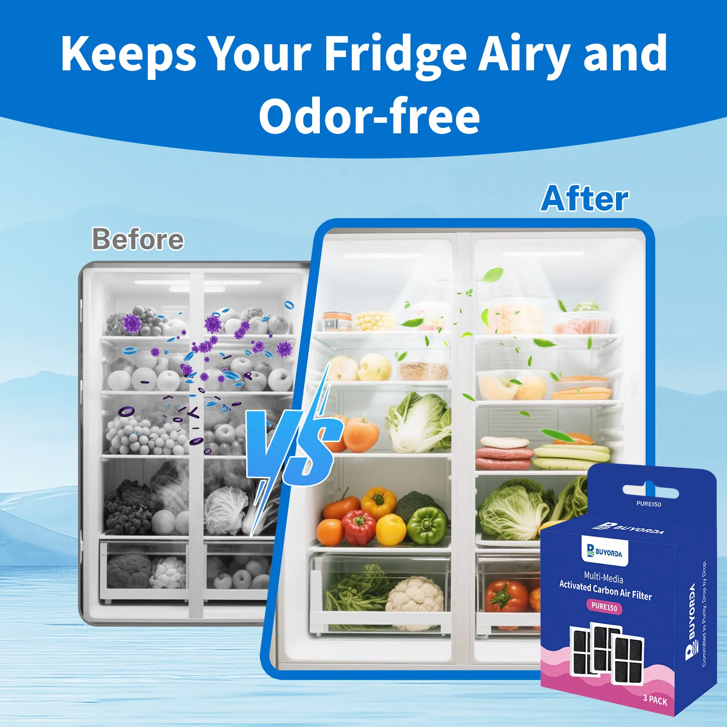 فلتر هواء بديل للثلاجة متوافق for LG LT120F و for Kenmore Elite 9918 موديلات ADQ73214402 ، ADQ73214404 ، ADQ73334008 ، LMXS30776S ، عبوة 3 صناديق