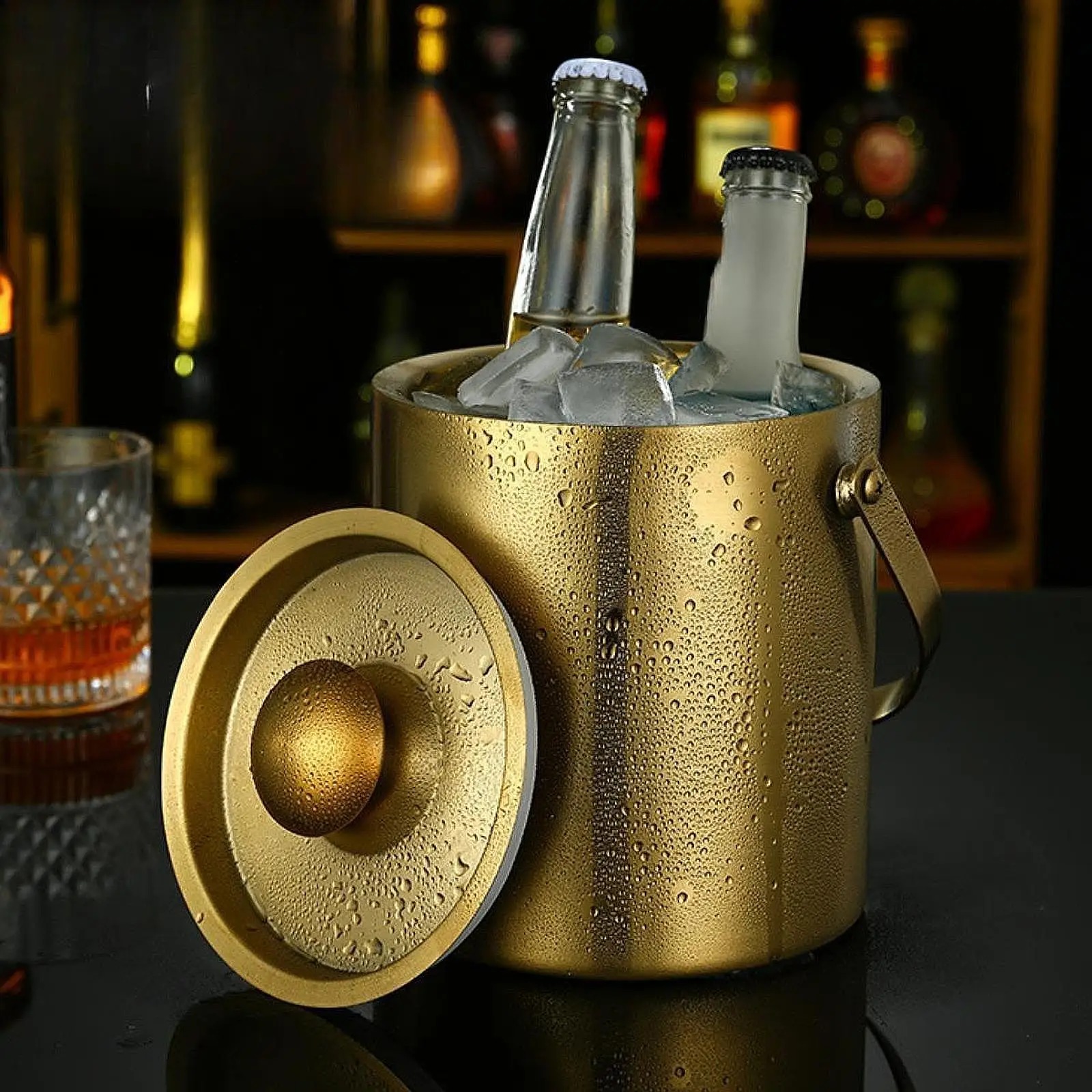 1 l doppelwandiger, vakuumisolierter Eiskübel, hält Eis gefroren länger, Weinfass für Haushalt, Restaurant, Grillparty, Picknick
