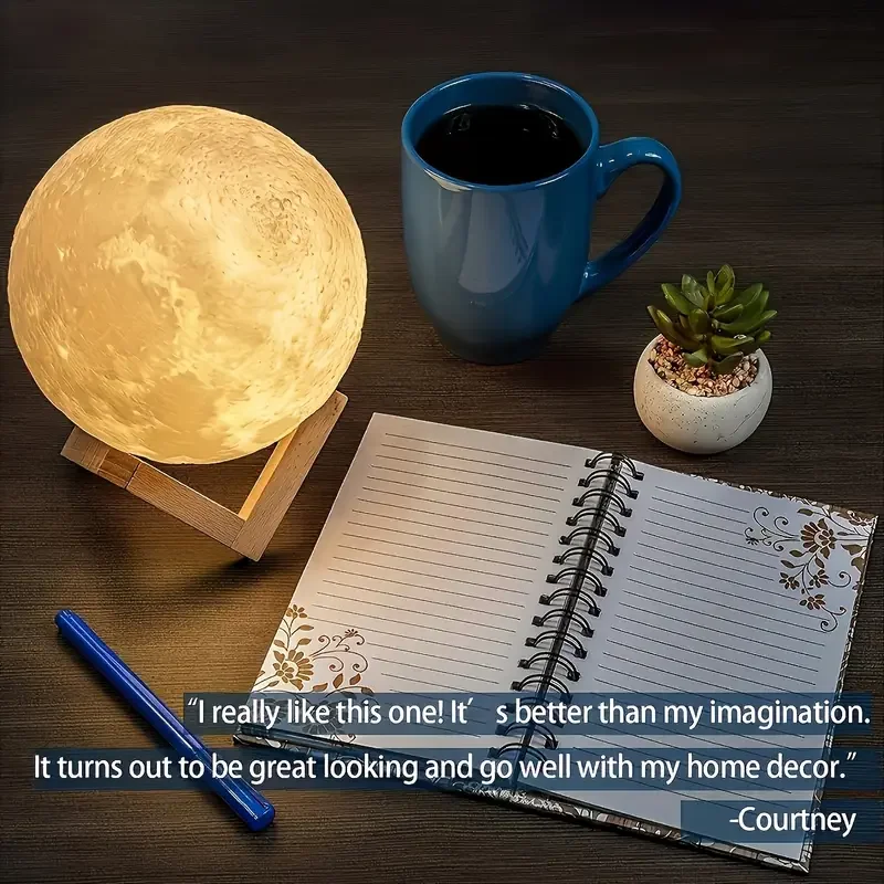 

Pvc Moon Lamp, Usb Rechargeable 3d Night Light, Led Ambient Light, Pvc Material Lampshade, Three Light Modes Are Adjustable