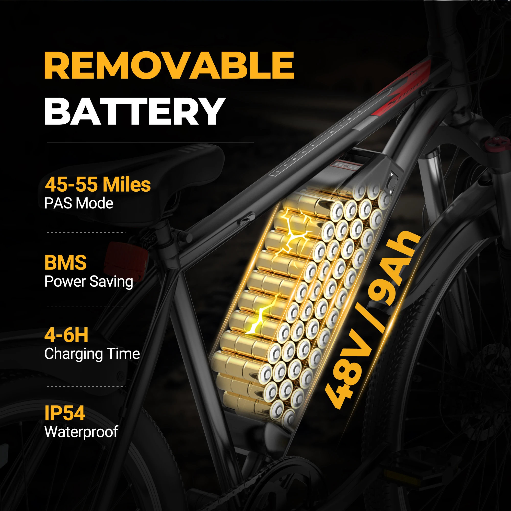 26 Inch Outdoor Electric Bike Electric Mountain Bike 500W High Speed Motor 48V 9Ah Removable Battery Adult Off-Road Commuting E-Bike 11 Ab997b4505ad5490e8dfe89addfcc1388S