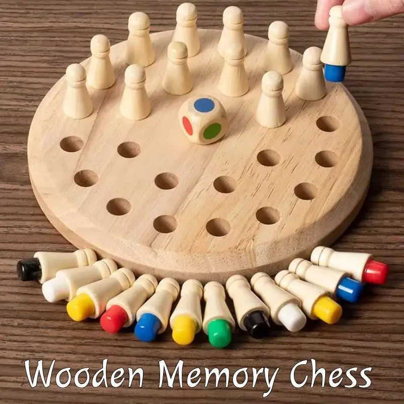 Wooden Memory Chess Match Stick Chess Color Puzzles Game Board Game Montessori Educational Toy Learning Toys For Kids Children