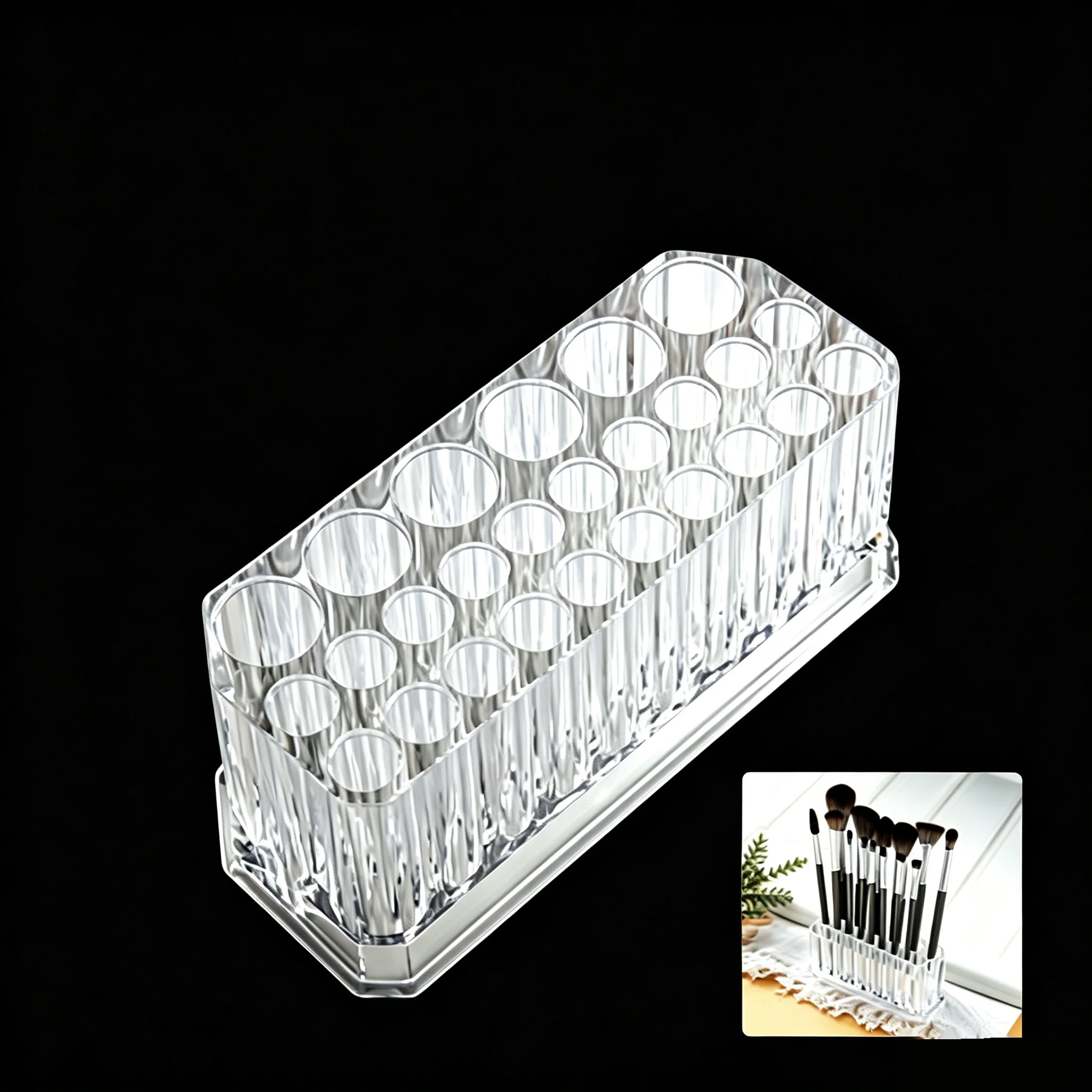 1pcs  26-Hole Acrylic Organizer Tube for Makeup Brushes, Eyebrow and Eyeliner Pens, Transparent Display Storage Rack