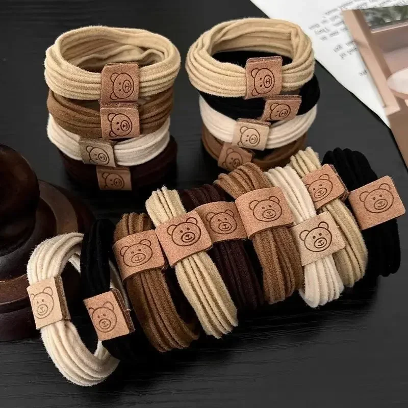 5/10 sztuk/zestaw niedźwiedź gruby pasek proste wysokie elastyczne opaski do włosów dla kobiet dziewczynki opaska do włosów Scrunchie opaski gumowe akcesoria do włosów — zdjęcie 2