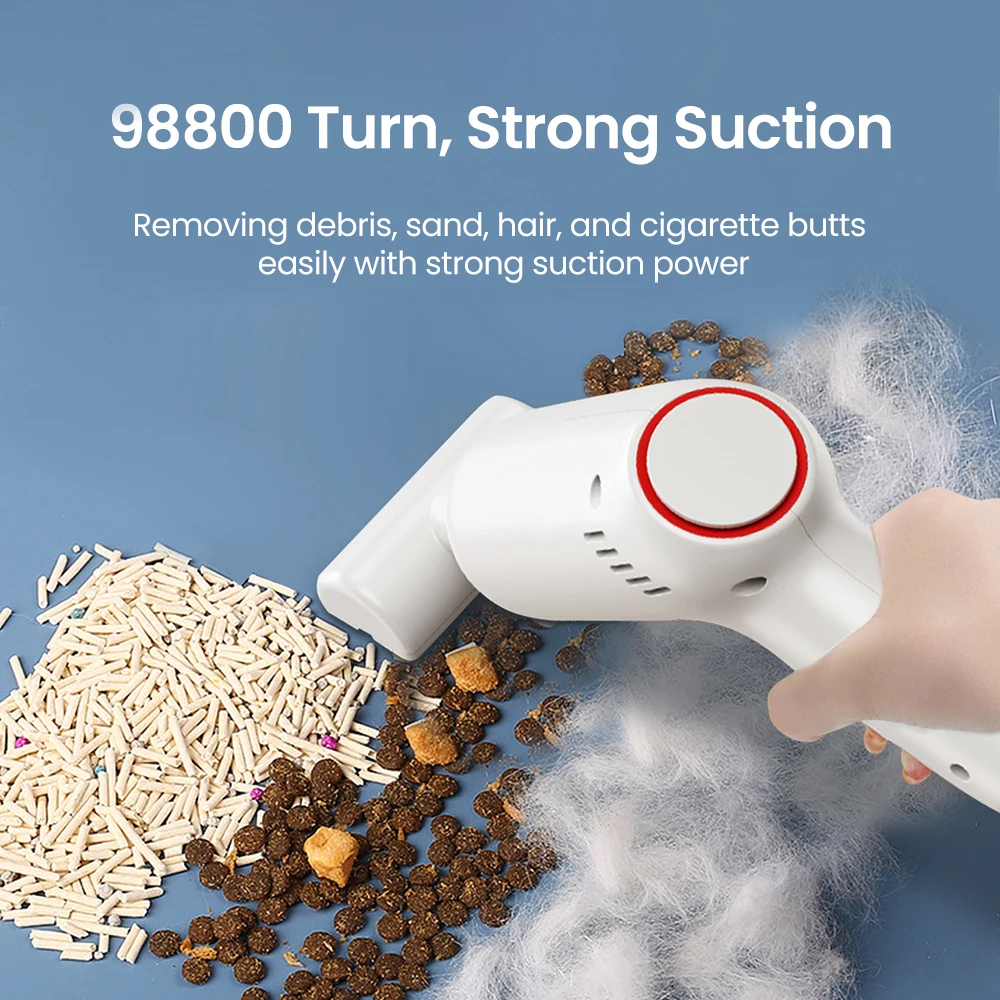 Azkmoo เครื่องดูดฝุ่นไร้สายแบบพกพา, เครื่องดูดฝุ่นไร้สายขนาดเล็กแรงสูง9000PA สำหรับทำความสะอาดคีย์บอร์ดโซฟาโซฟาทำความสะอาดเดสก์ท็อป