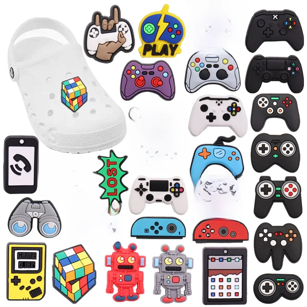 Nouveauté 1 pièces PVC manette de jeu Robot jouer garçons breloques boucle sabot jeu sur chaussures décorations ajustement cadeau de fête