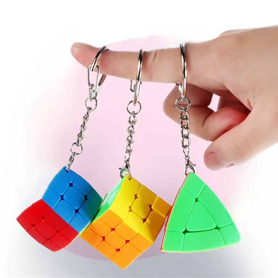 Sengso porte-clés 3x3 Mini Cube magique 3x3 pain tour magique porte-clés sac à dos décoration Cubo Magico Puzzle jouet enfants cadeau