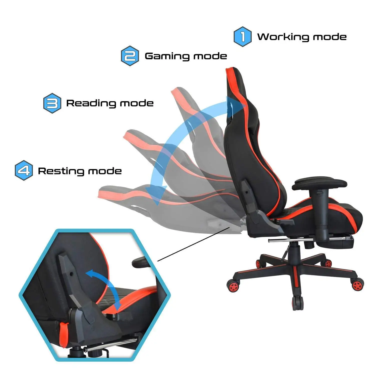 Stuhl-Winkelversteller, mehrere Winkel, einfach zu installieren, Ersatz für Gaming-Sitz, Computerstuhl-Winkelversteller, Rückenlehne, neigbar, Metall