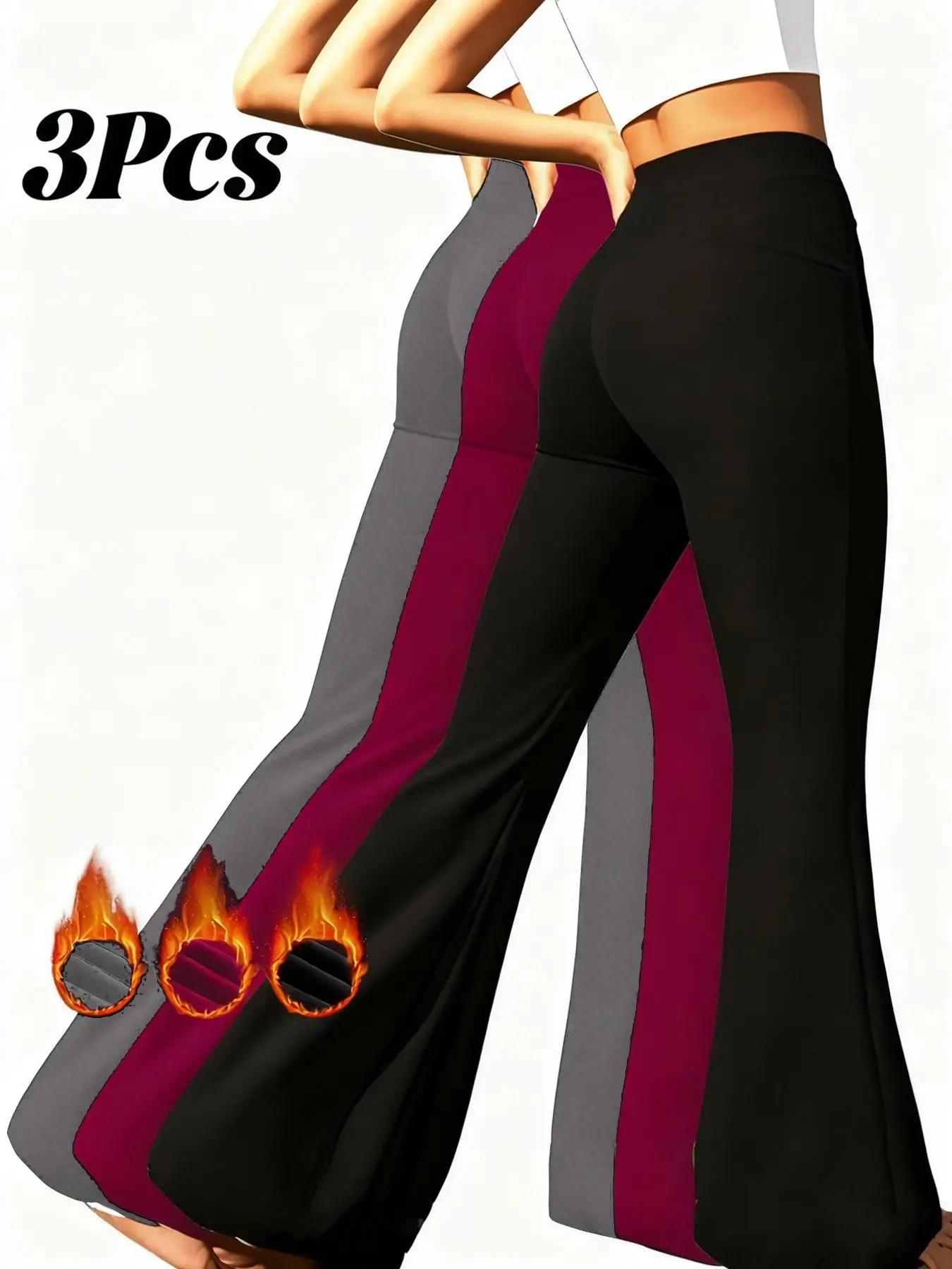 

Комплект из 3 женских широких брюк на флисовой подкладке с карманами. Ультратеплые термобрюки. Мягкая флисовая подкладка для холодной погоды. Изоляция.