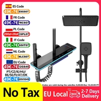 Bathroom Luxury Shower Faucet System with Lights Tempered Glass Shower Set Digital Display Copper Mixer Shower Faucet Set