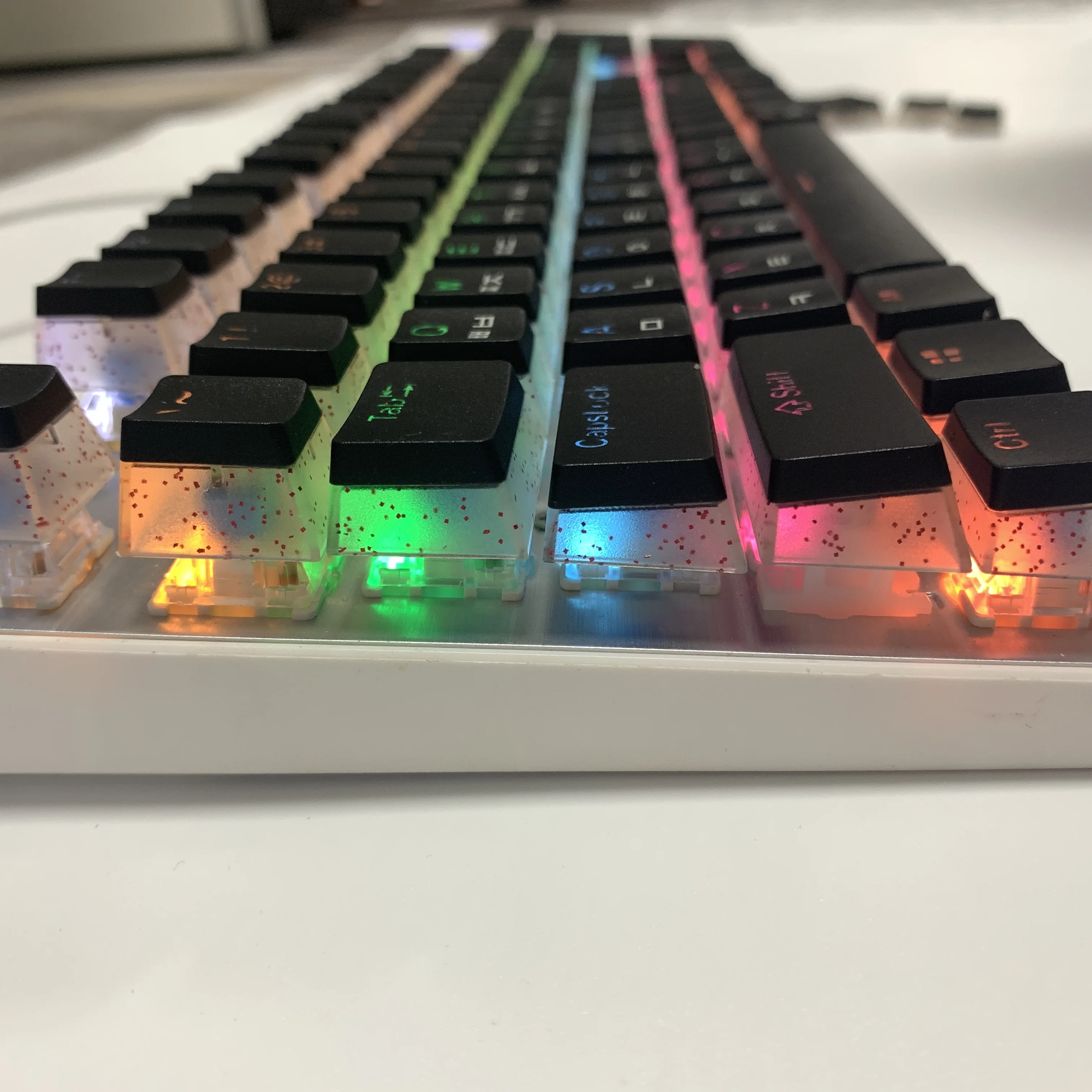 104 Kunci Hangul Keycap Korea Pudding Keycap PBT Glitter Baru Ganda untuk Keyboard Mekanik Keycap Transparan dengan Bubuk Emas