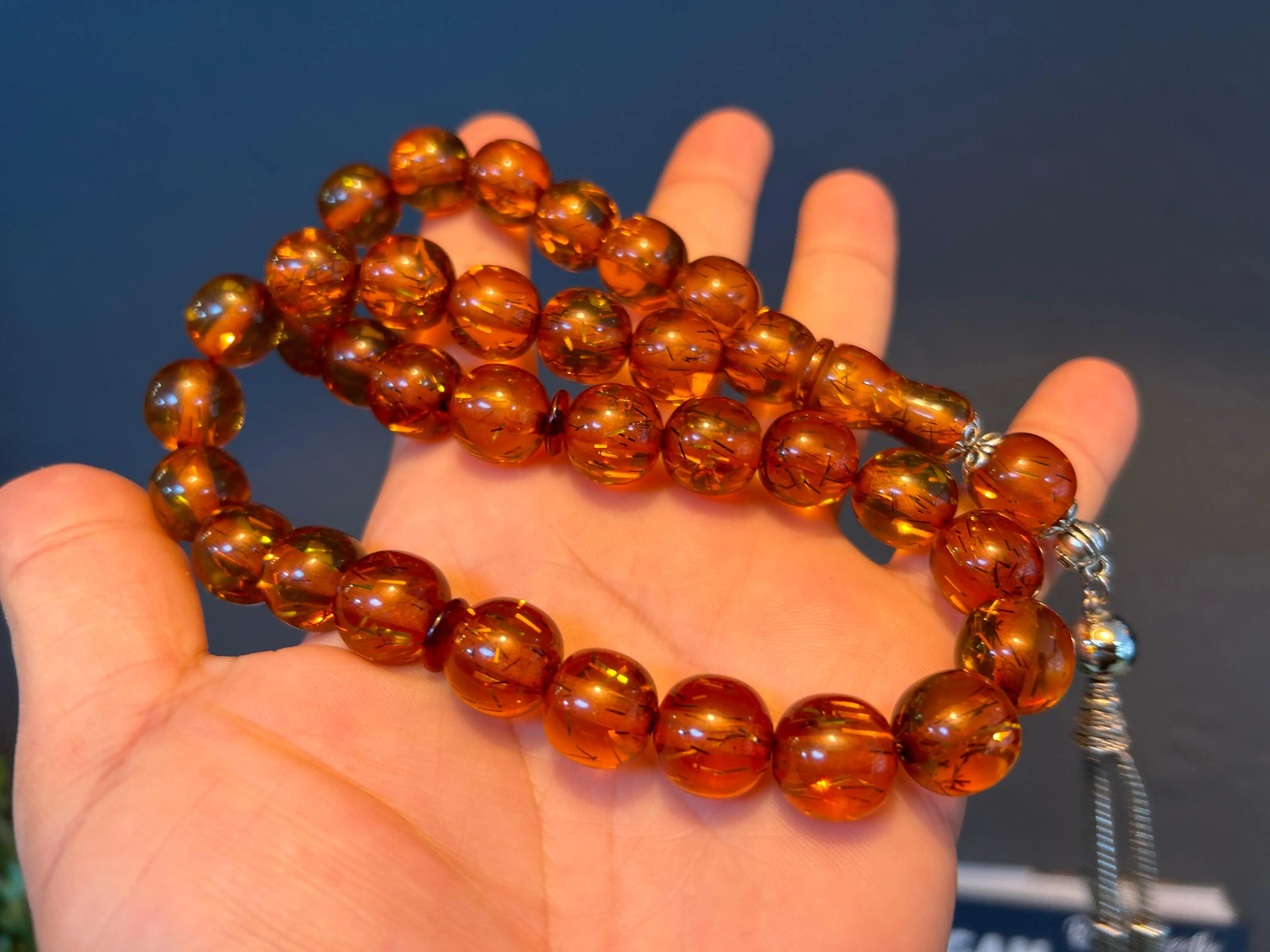 Bakelite Ottoman Rare Faturan  German Amber Sandalous Misbaha Prayerbeads Rosary Tasbih Tesbih İslam Subha T52