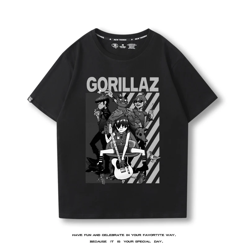 Hot-Selling British Gorillaz Virtual Band T-Shirt Children's Summer New Street Rock Hip-Hop Print Versatile Boy And Girl T-Shirt