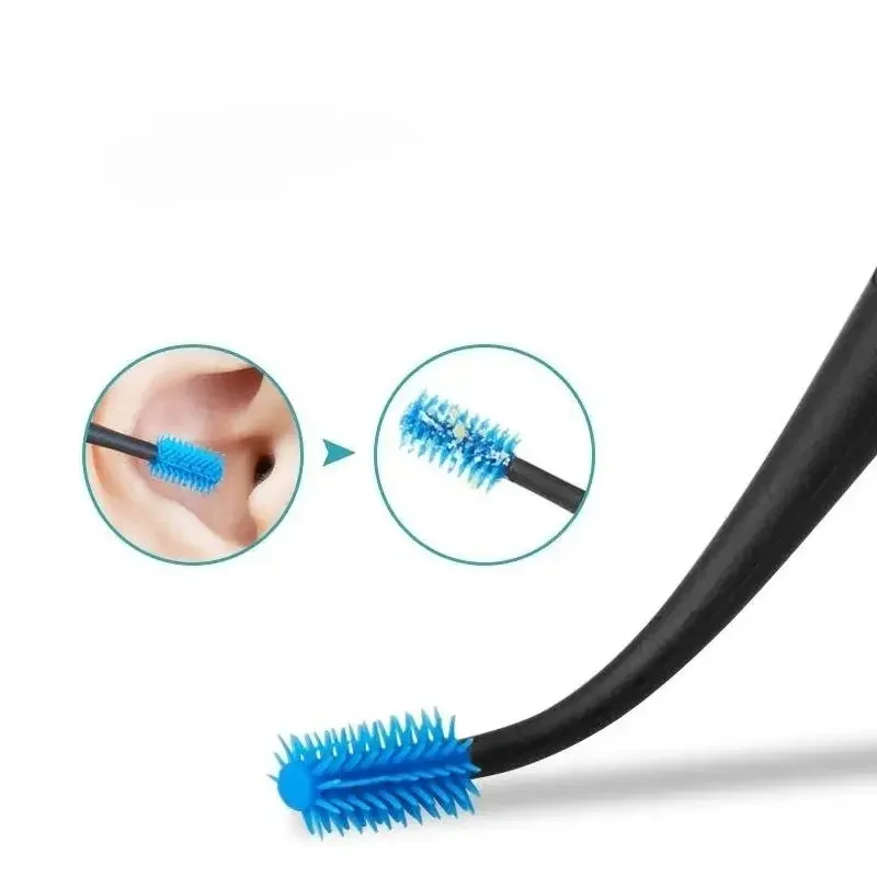 Double tête souple en Silicone, vis rotative, cure-oreille, outil de cueillette d'oreille, nettoyeur d'oreille de Massage, tige de cercle d'oreille