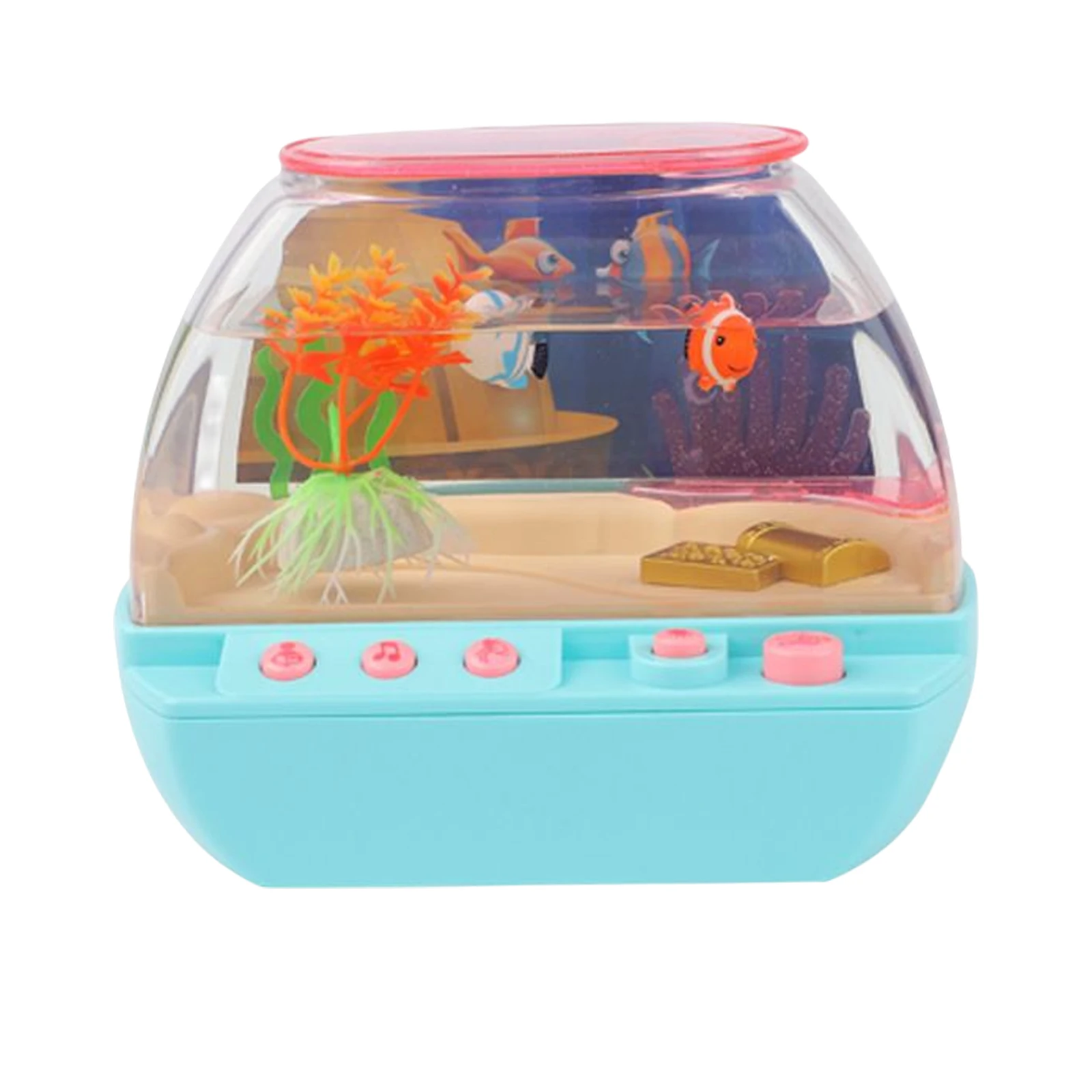 Aquarium Toys Electrified with Light with Music Mini with Moving Fish Artificial Fish Tank Play House For Tabletop Home