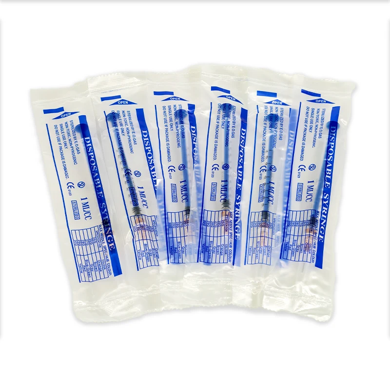 1ml/cc Plastic Manual Sterilized Syringe with 26G 13mm Needle, Individually Wrapped for Pets Veterinary Use