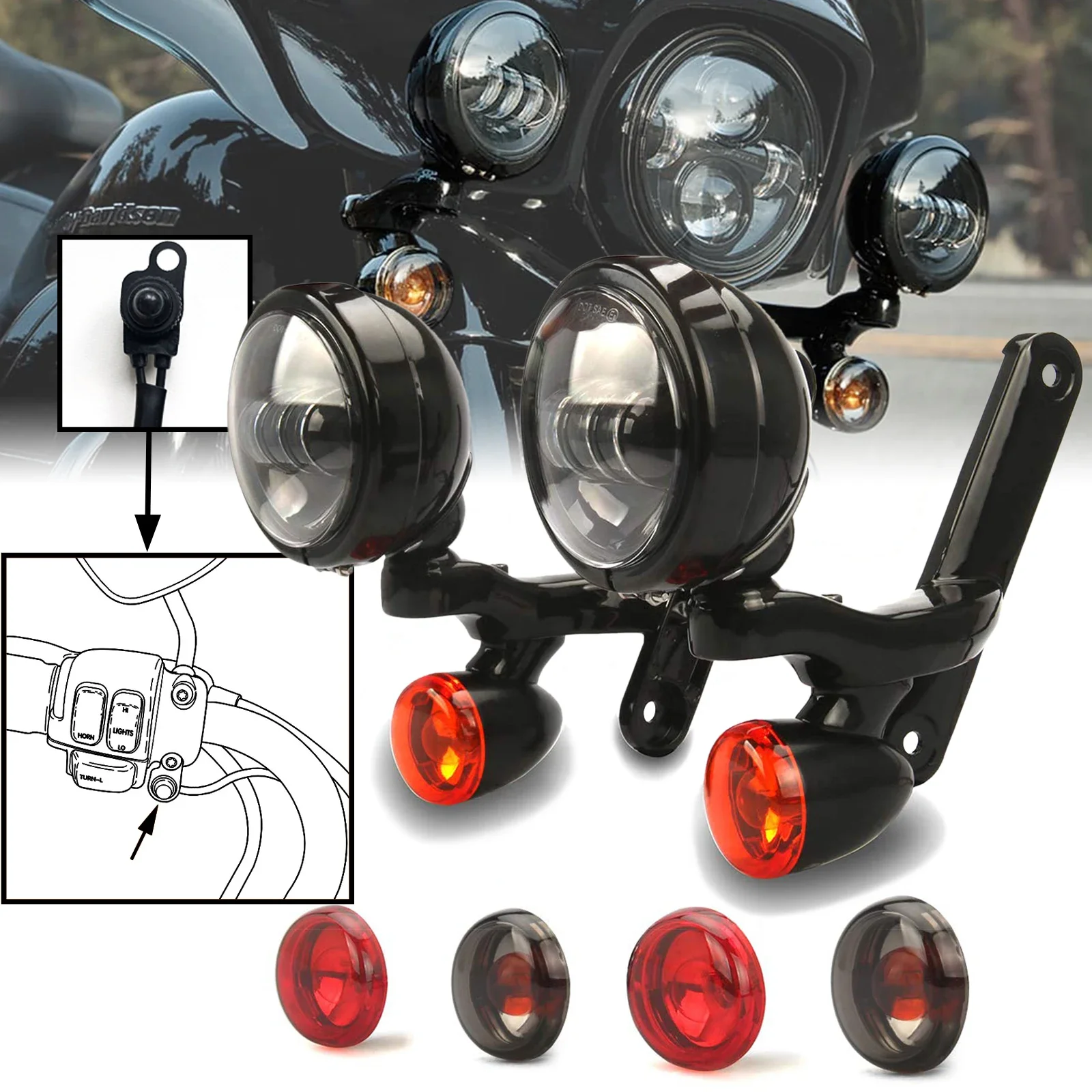 Dla harley oświetlenie pomocnicze wsporniki oświetlenia pomocniczego światło przeciwmgielne dla harley CVO przemieszczanie się po ulicy FLHX 2006-2020 części ramy — zdjęcie 2