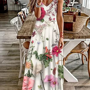 Sexy Hawai Urlaubskleid mit V v -Neckline mit V, Blumenkleid, frisch, klein, blumig, street, sexy modisch, feier, Abendessen, Nacht 6 Hauptverkaufskleid Lange Party Hawaiian - №2