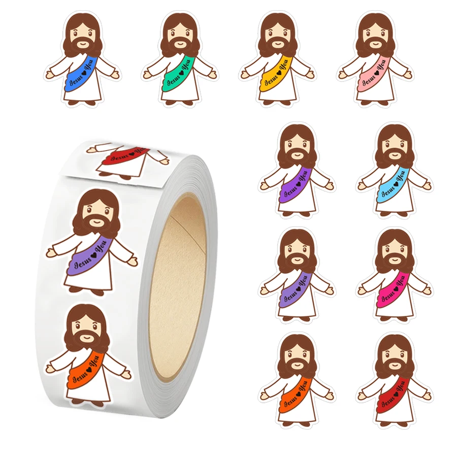 

500 наклеек «Иисус любит тебя», религиозные декоративные этикетки для подарочной упаковки, журналов, скрапбукинга