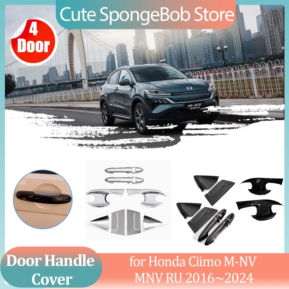 

Крышка ручки автомобиля для Honda Ciimo M-NV MNV RU 2016 ~ 2024 2017 2018 2019 2020 2021 2022 2023 углеродное волокно черная хромированная дверная наклейка отделка полоса крышка аксессуары
