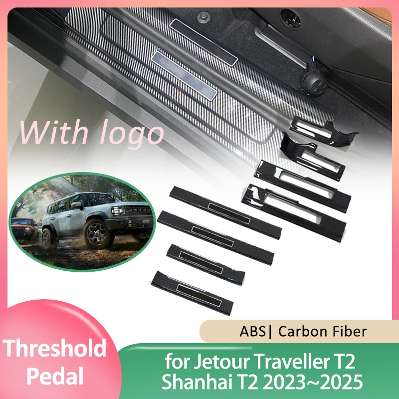 Door Sill Scuff Plate for Jetour Traveller Shanhai T2 ICH-X K3 2023~2025 Welcome Pedal Threshold Guards Cover Sticker Accessorie