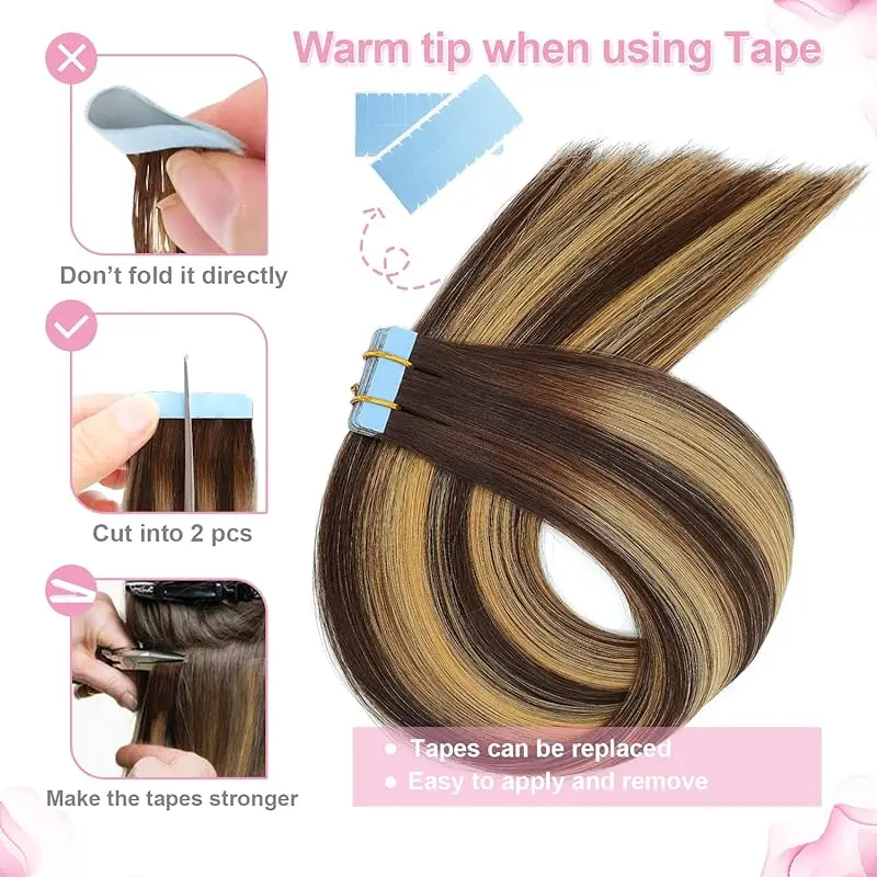 شريط في وصلات الشعر 100% ريمي شعر بشري طبيعي لحمة الجلد