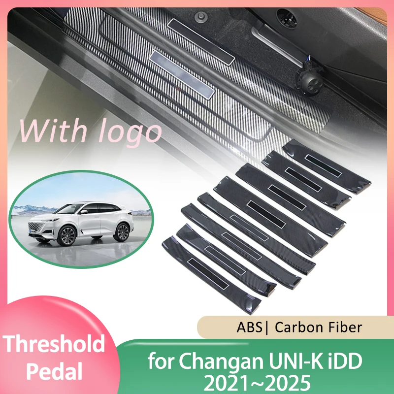 Car Door Sill Scuff Plate for Changan UNI-K iDD 2021~2025 2022 2023 ABS Welcome Pedal Threshold Guards Cover Sticker Accessories