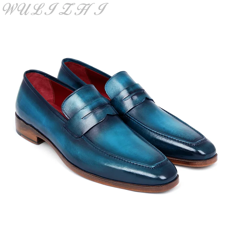 

Designer Handmade Mixed Colors Loafers for Men Luxury Slip On Wedding Dress Shoes Cowhide Business Derby Shoes Formal Shoes