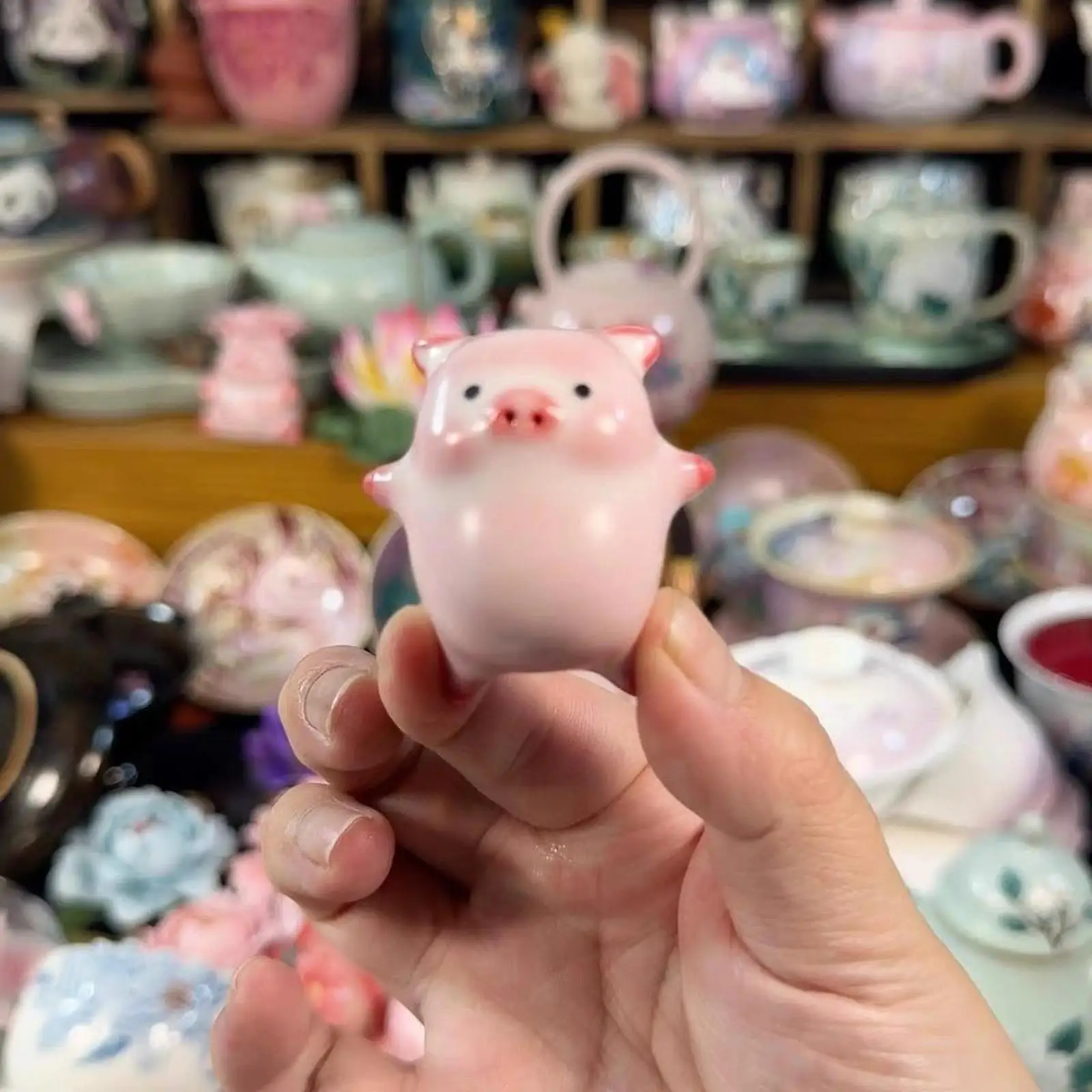 

Cute DIY Pig Craft Ornament Ceramic Tea Pet Artwork Centerpiece Pig Statue for Tearoom Home Living Room Study Decor Accessories