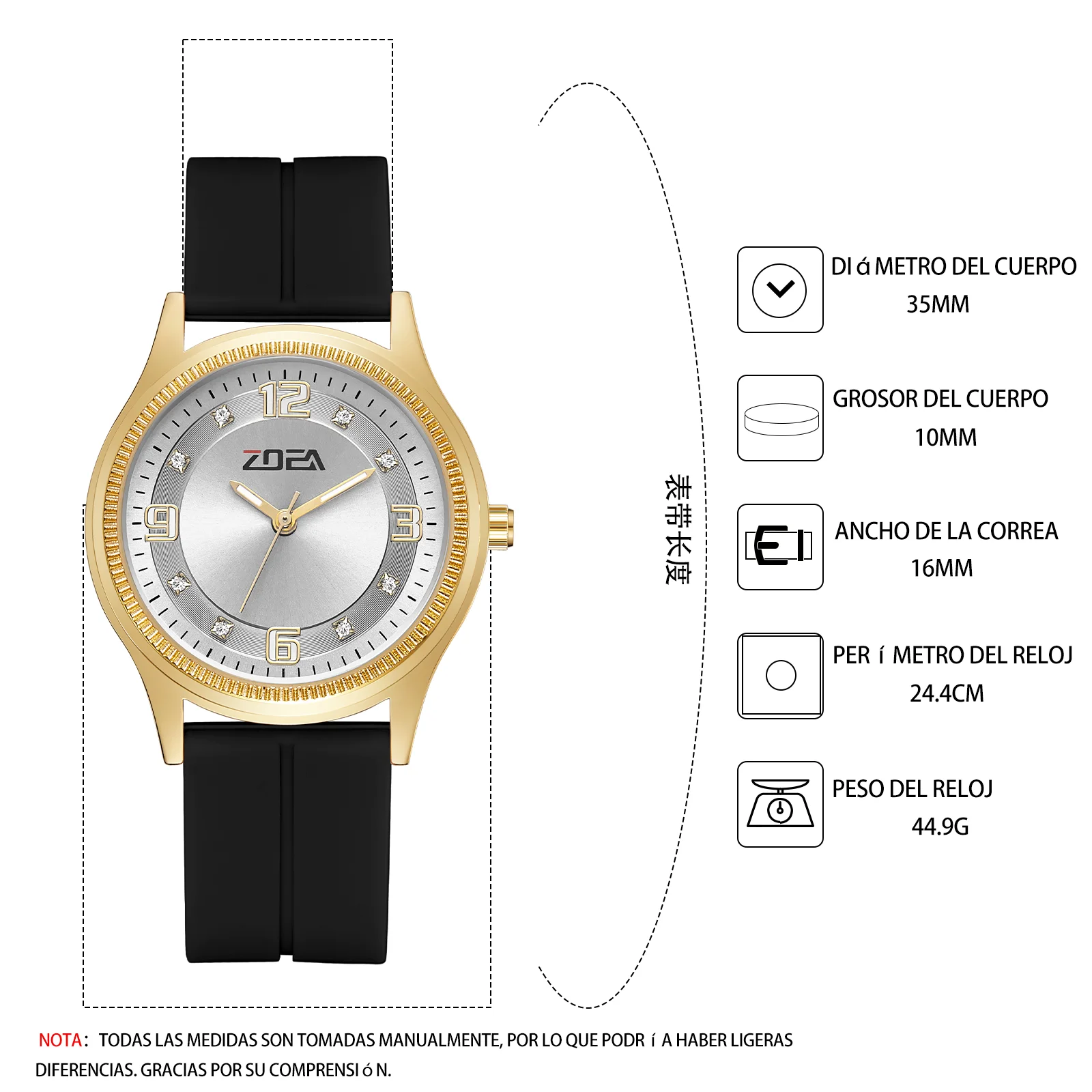 Reloj de Silicona para Mujer ZOEA EM1349, Resistente al Agua 30M, Esfera Digital, Regalo Perfecto para Chicas